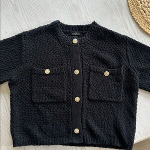 Massimo Dutti black  Knit short sleeve cardigan Sweater. NWOT